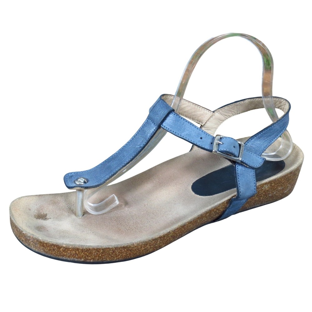 Cordani Women Thong Sandal Size 41 Casual Summer Comfort Blue‎ Leather Wedge